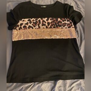 SHEIN cheetah sequined shirt